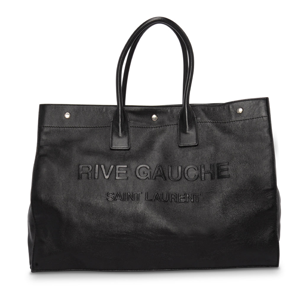 Saint Laurent Black Smooth Calfskin Rive Gauche Tote