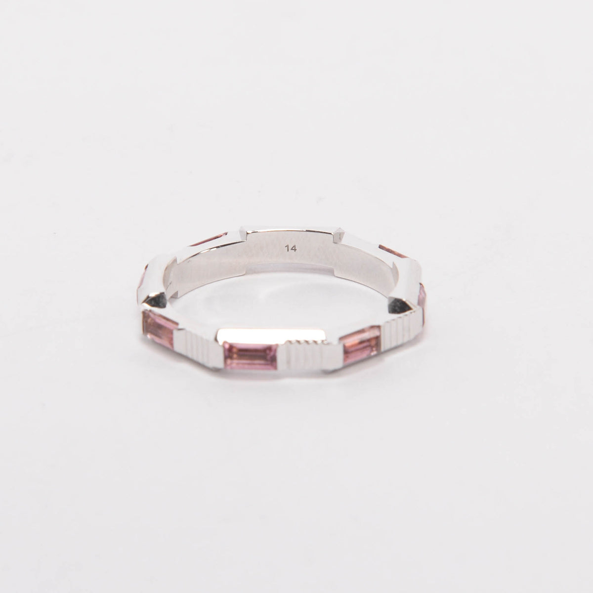 Gucci 18k White Gold & Rubellite Link To Love Ring