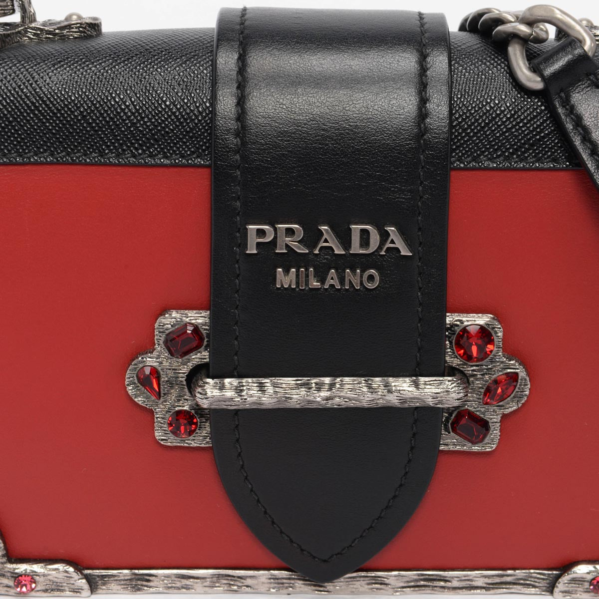 Prada Red & Black City Calf Cahier Mini Bag