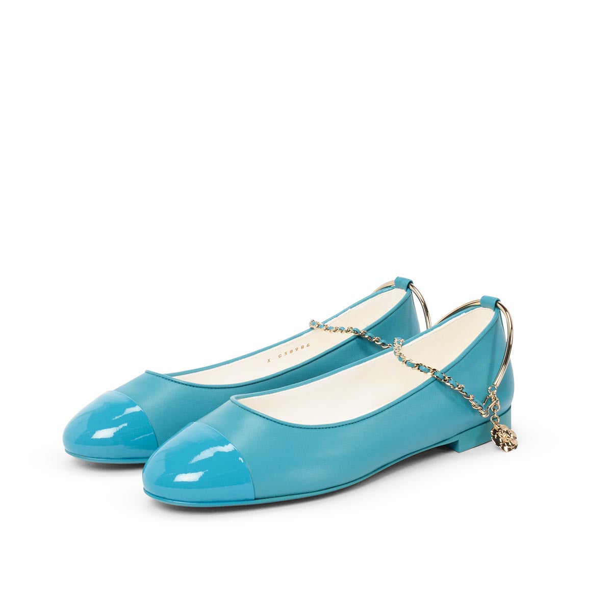 Chanel Teal Lambskin Ankle Chain Ballerina Flats 40