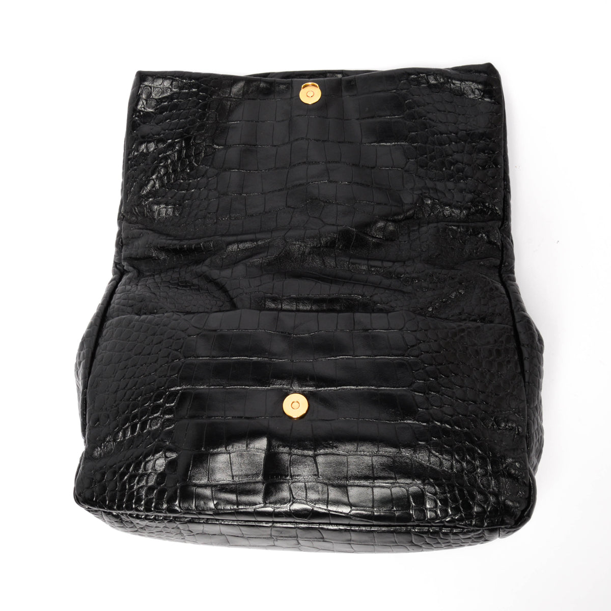 Balenciaga Black Croc Embossed Leather Medium Monaco Sling Bag