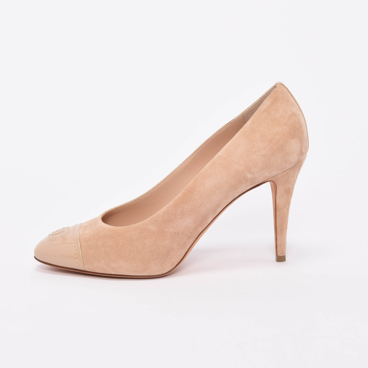 Chanel Beige Suede Cap Toe Pumps 40.5