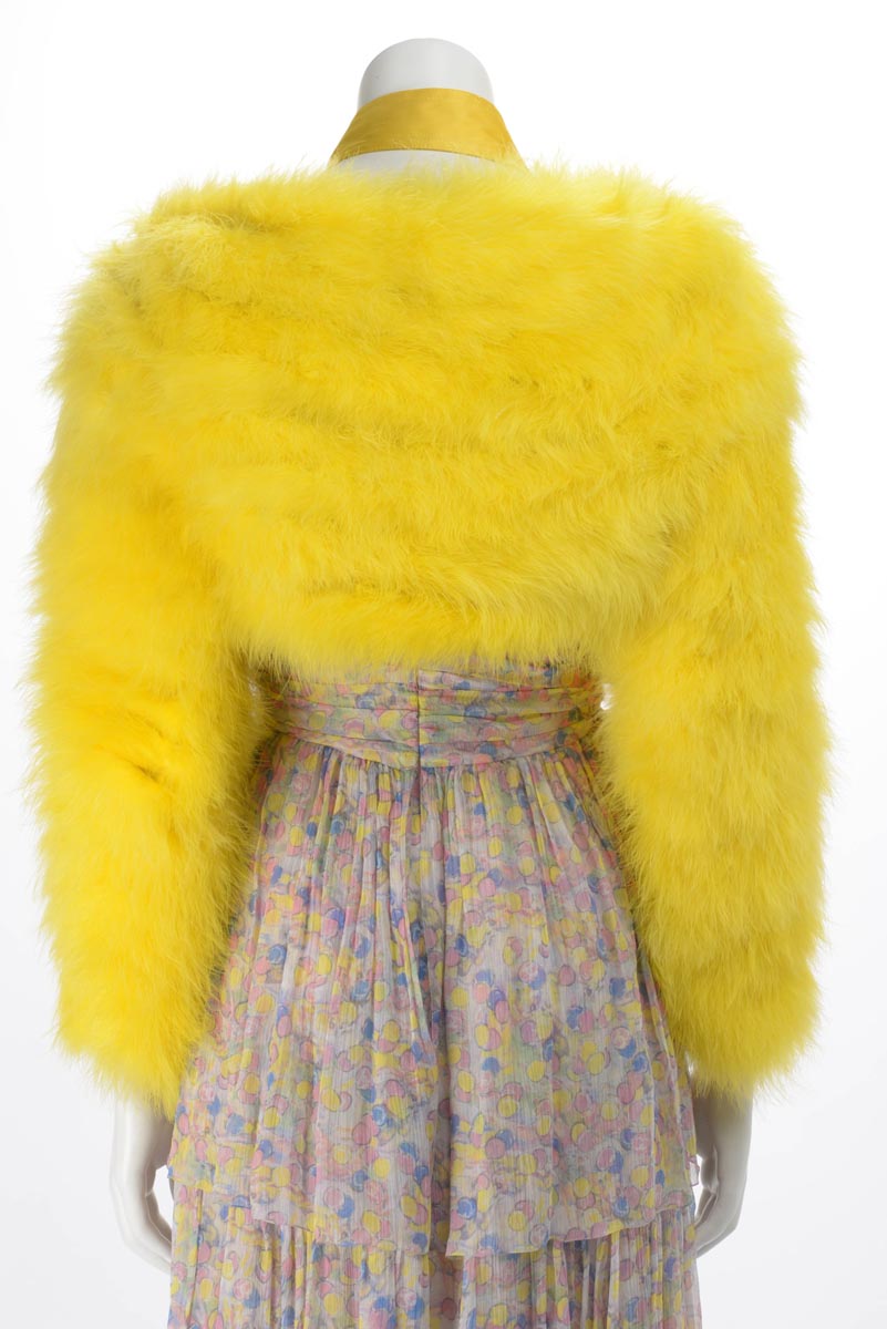 Gucci Yellow Marabou Bolero Jacket IT 38