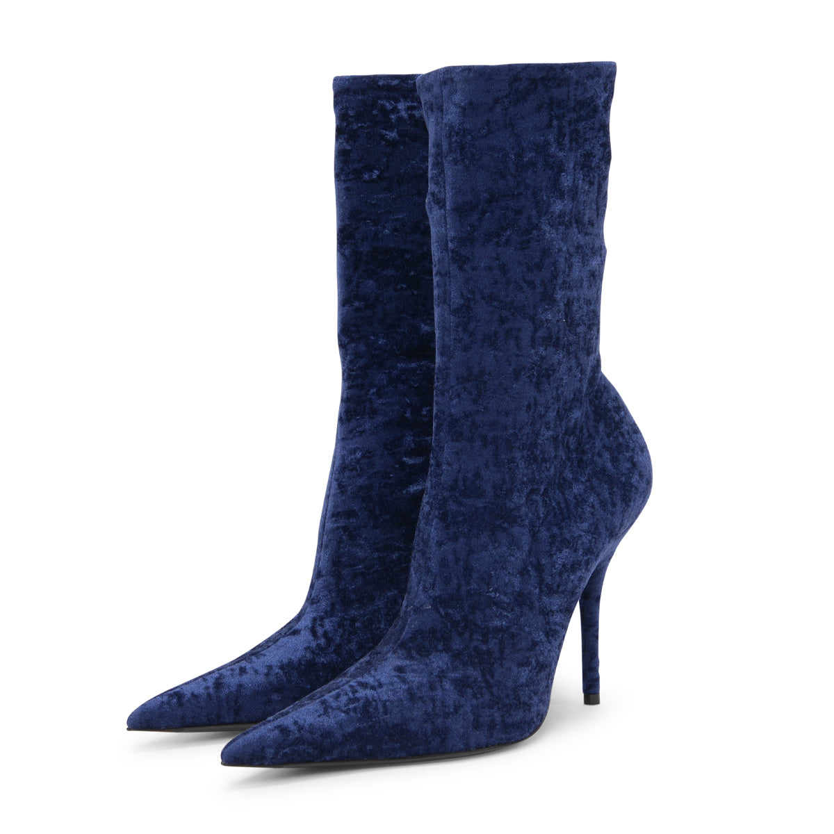 Balenciaga Blue Crushed Velvet Knife Boots 40