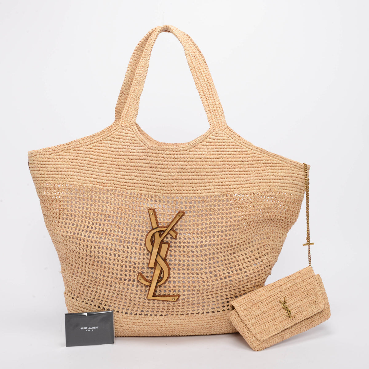 Saint Laurent Natural Raffia Icare Tote