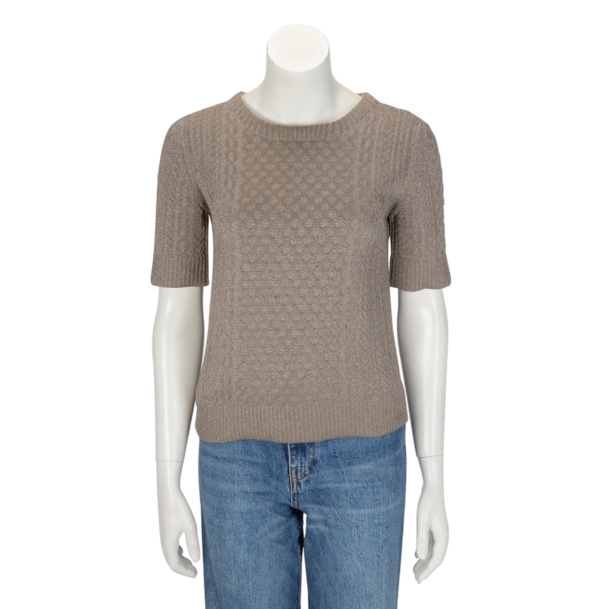 Louis Vuitton Bronze Glitter Fabric Knit Top S