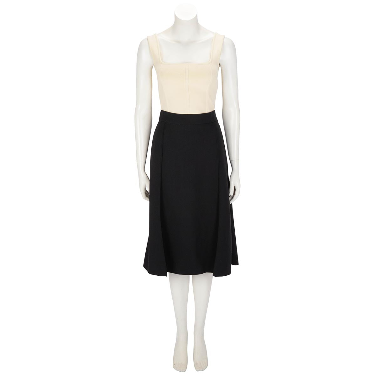 Chloe Black Wool Pintuck Detail Skirt FR 38