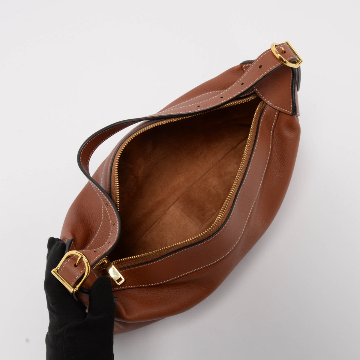 Celine Tan Grained Calfskin Medium Romy Shoulder Bag