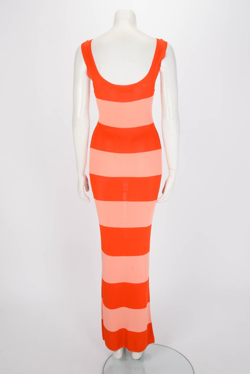 Zimmermann Pink & Red Viscose Striped Tank Midi Dress 0