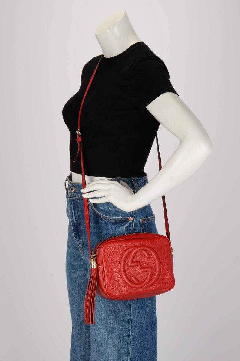 Gucci Red Grained Calfskin Soho Disco Bag