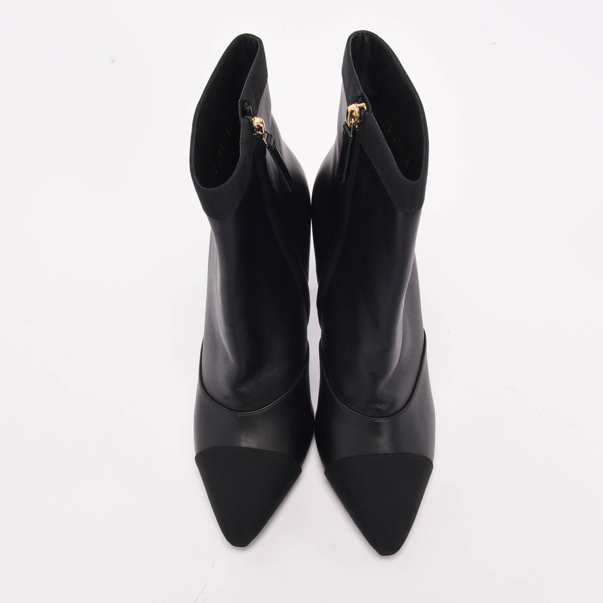 Chanel Black Lambskin Cap Toe Ankle Boots 40