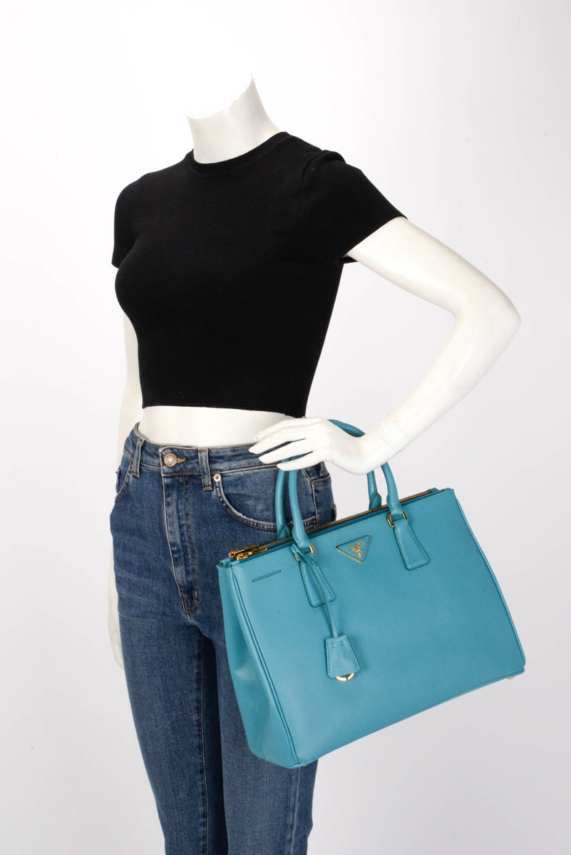 Prada Turquoise Saffiano Lux Large Galleria Tote
