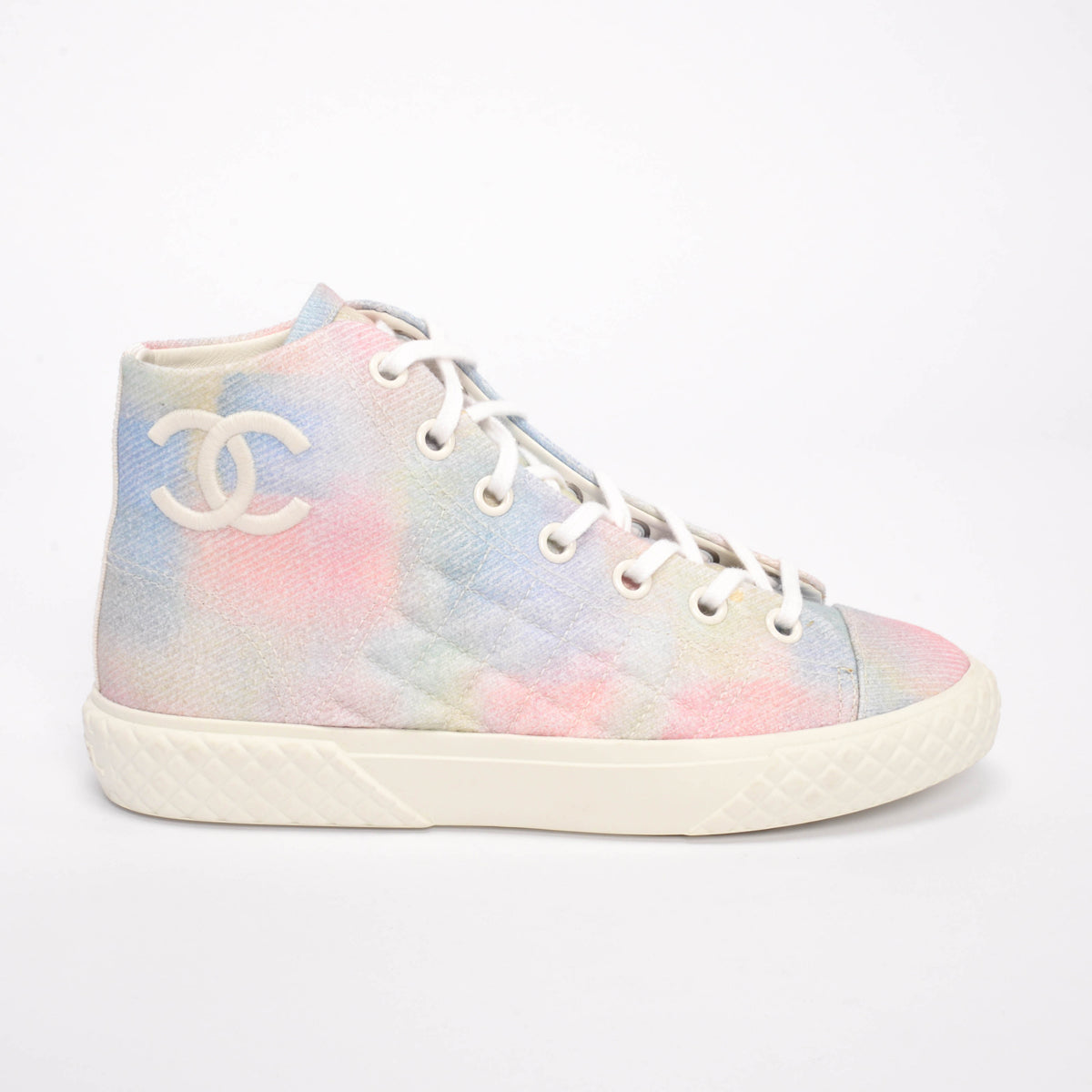 Chanel Pastel Tie-Dye Canvas High Top Sneakers 38