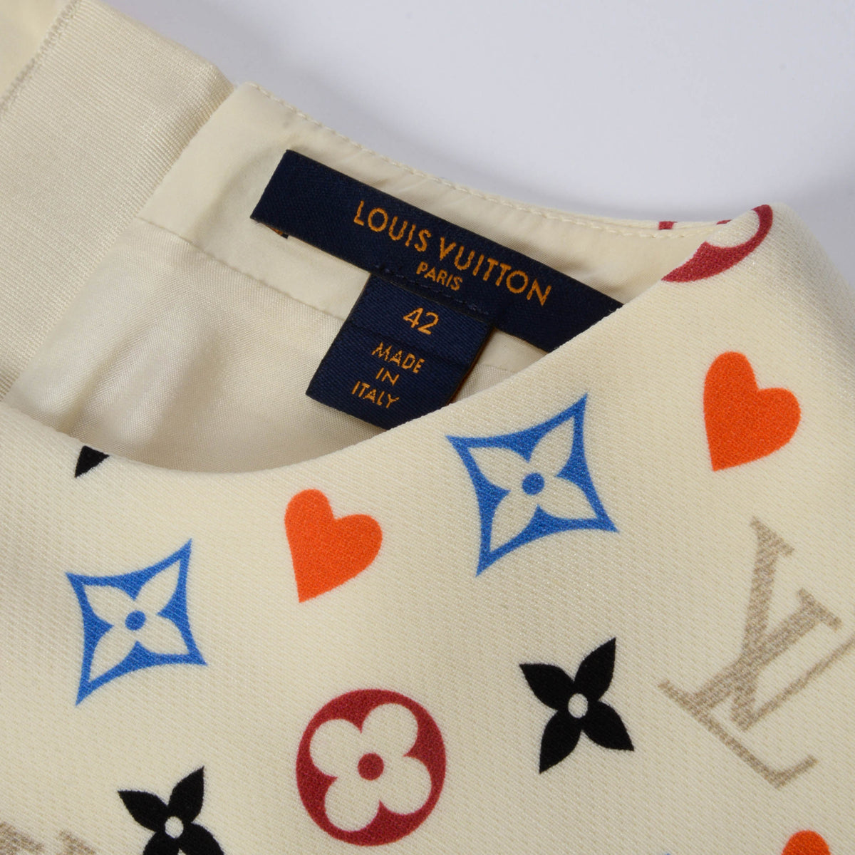 Louis Vuitton Cream Wool Blend Game On Dress FR 42