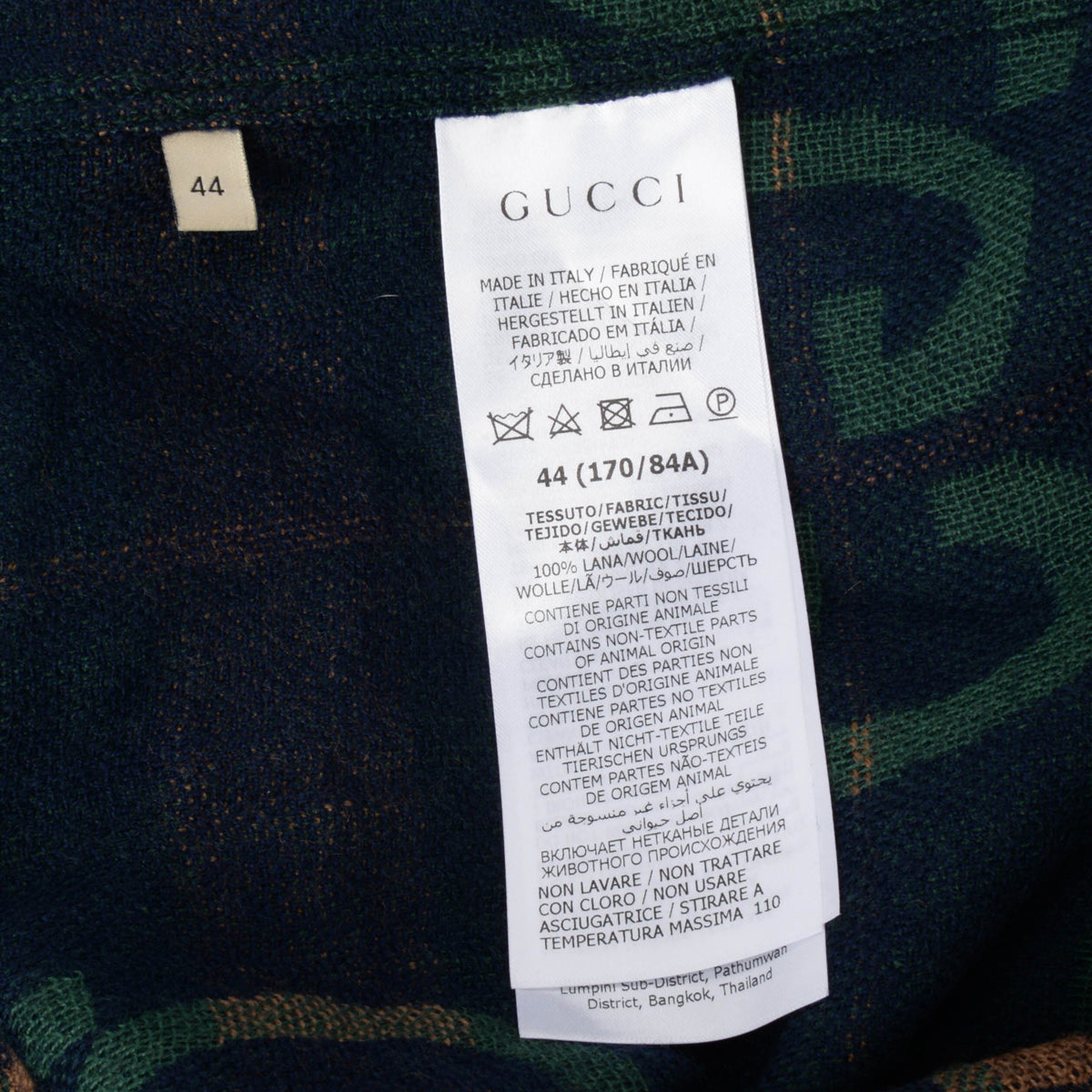 Gucci Green Wool Jumbo GG Check Shirt IT 44