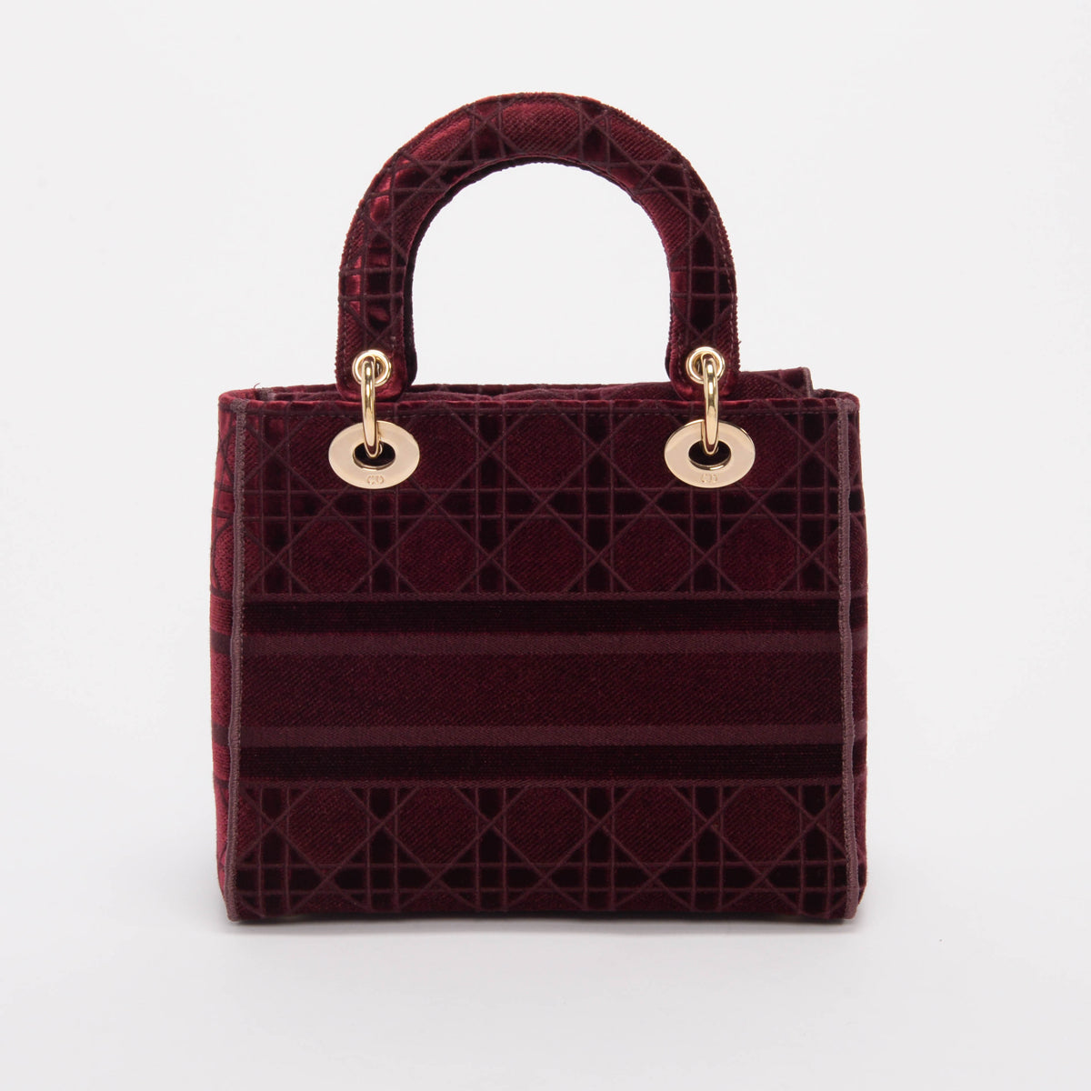 Dior Burgundy Cannage Velvet Medium Lady D-Lite Bag