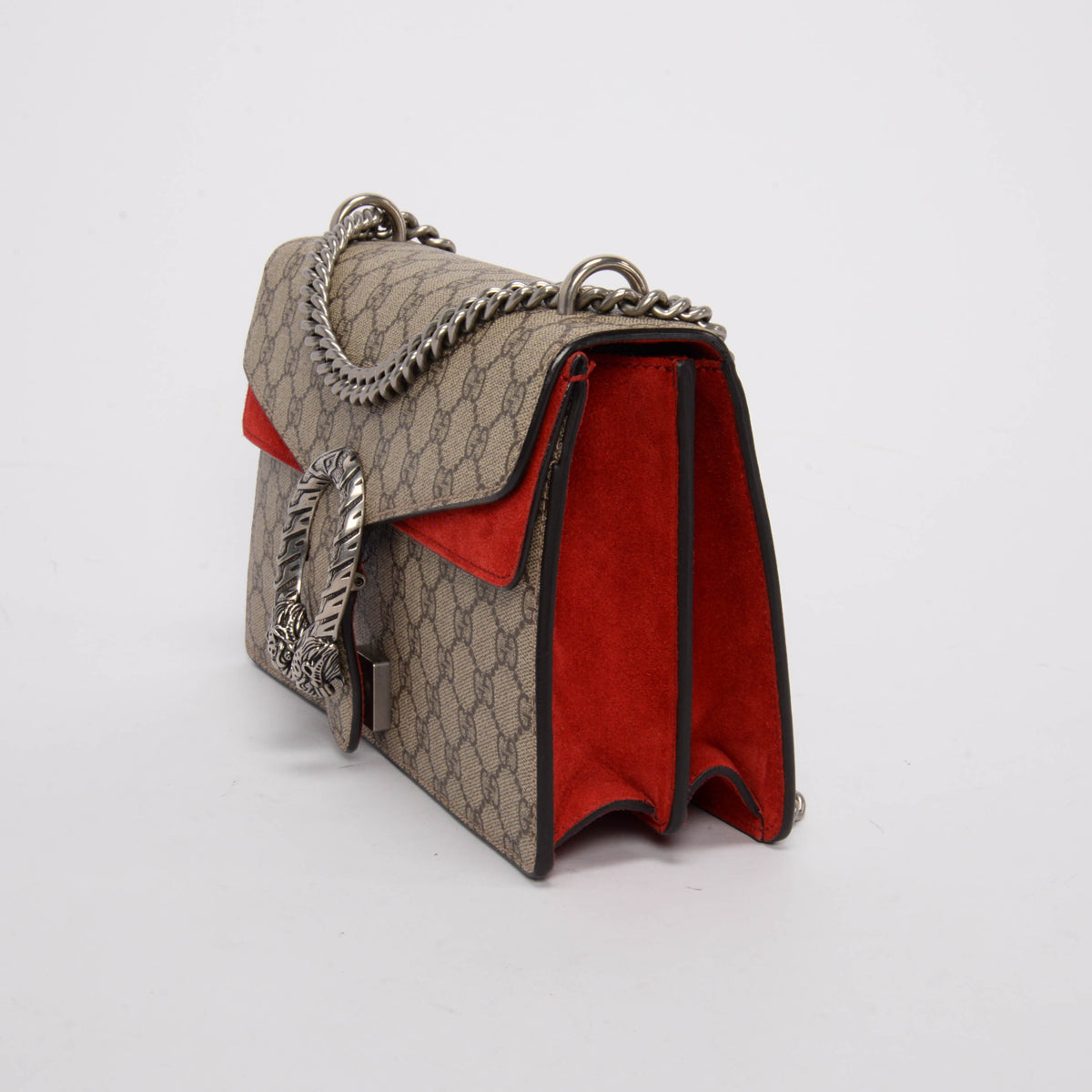 Gucci Red Suede & GG Supreme Small Dionysus Bag