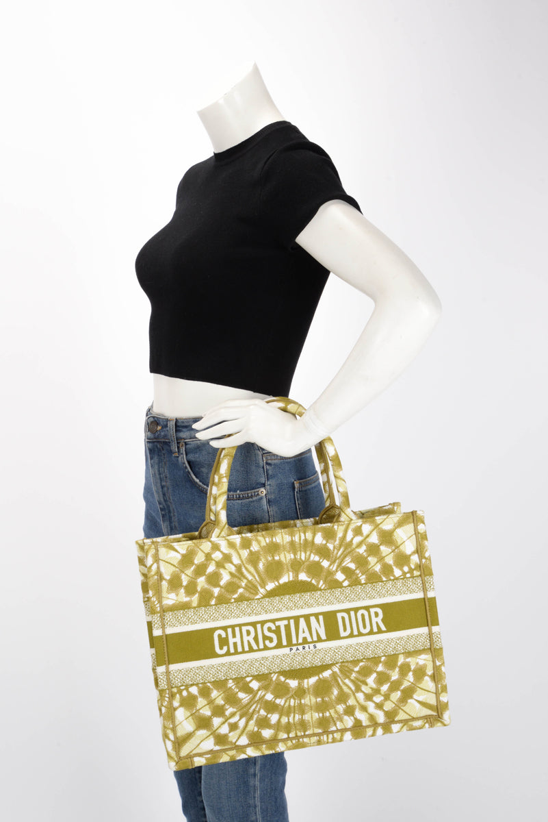 Dior Green Tie Dye Canvas Medium Book Tote