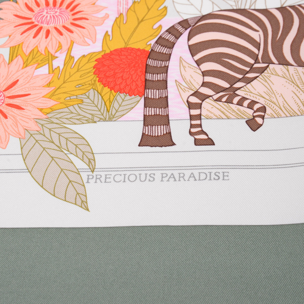 Hermes Kaki Silk Precious Paradise Scarf