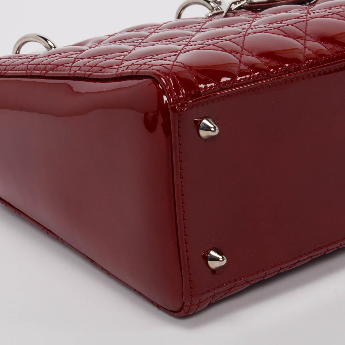 Dior Cherry Red Patent Cannage Medium Lady Dior Bag