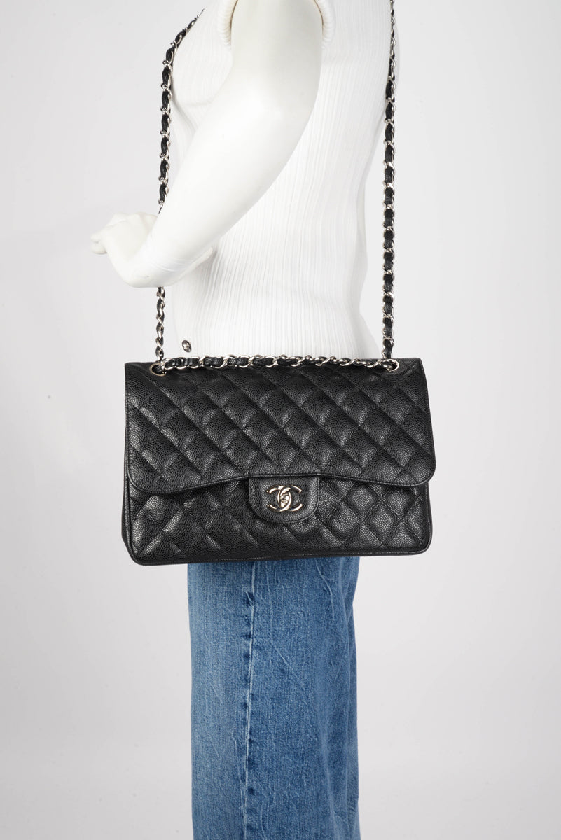 Chanel Black Quilted Caviar Large Classic Flap Bag