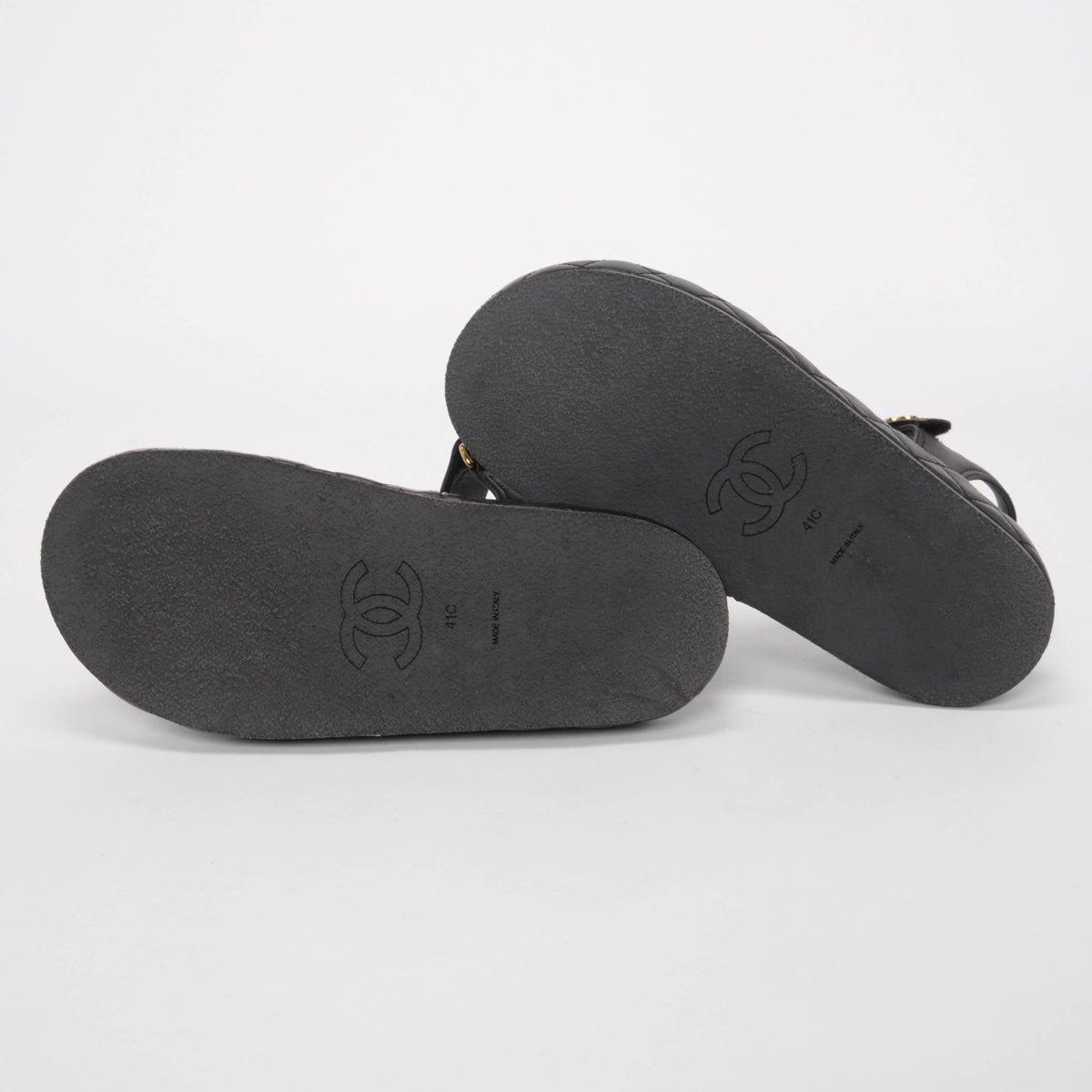 Chanel Black Quilted Lambskin CC Platform Sandals 41