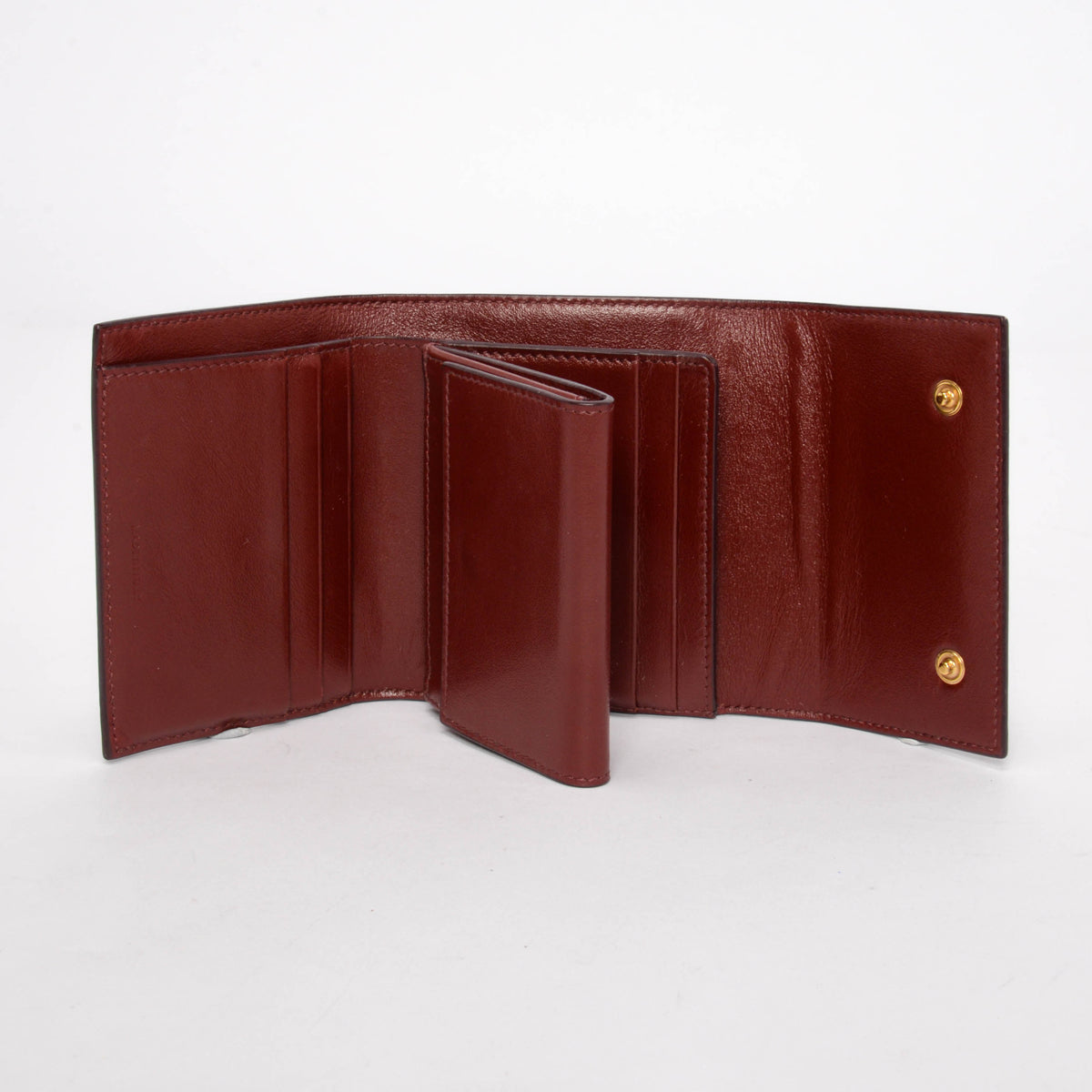 Celine Burgundy Grained Calfskin Small Tri-Fold Wallet