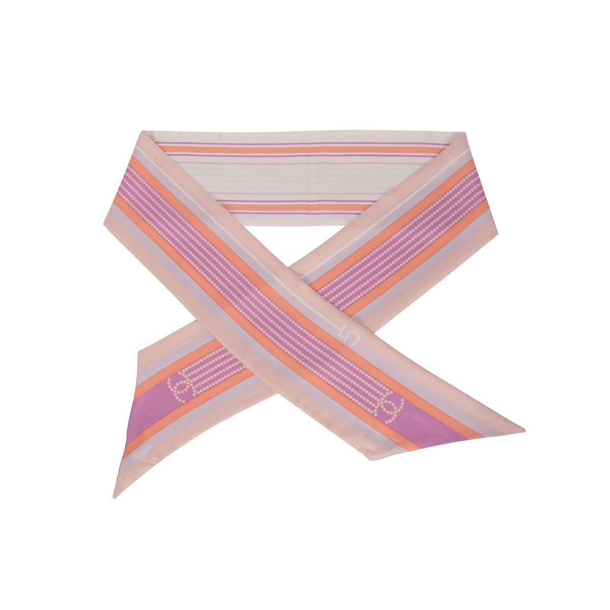 Chanel Pink & Purple Silk Stripe CC Bandeau Scarf