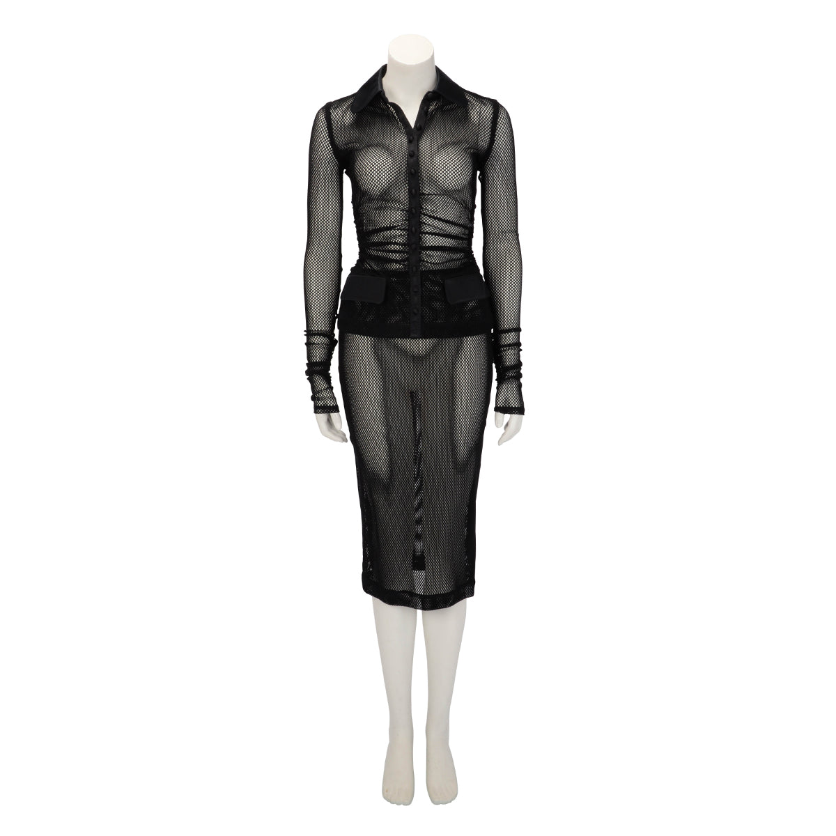 Dolce & Gabbana Black Mesh Fishnet Skirt Suit IT 40