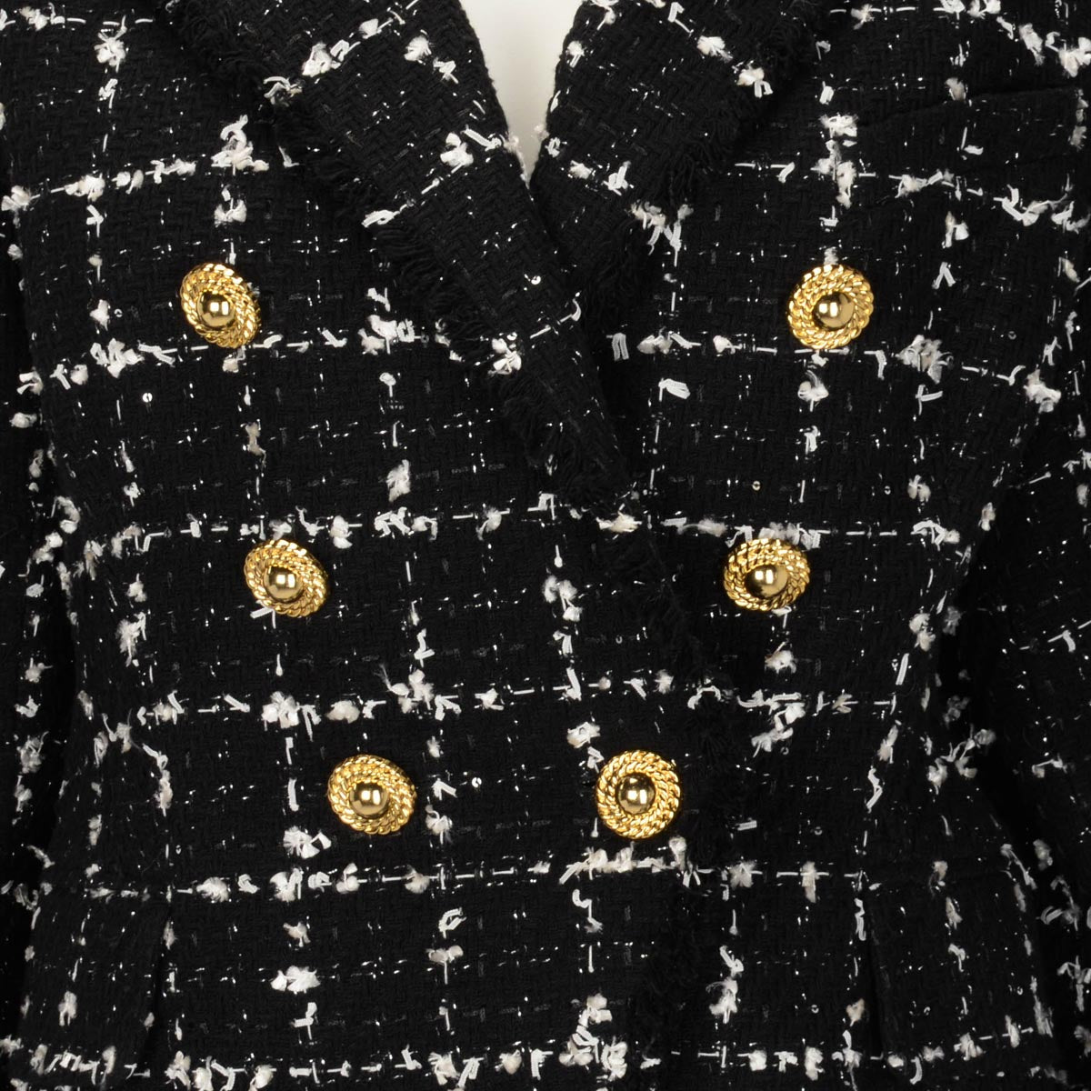 Balmain Black & White Sequin Boucle Classic Blazer FR 44