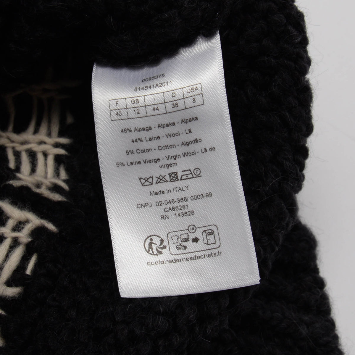 Dior Black & Ecru Knit DiorAlps Turtleneck Sweater FR 40