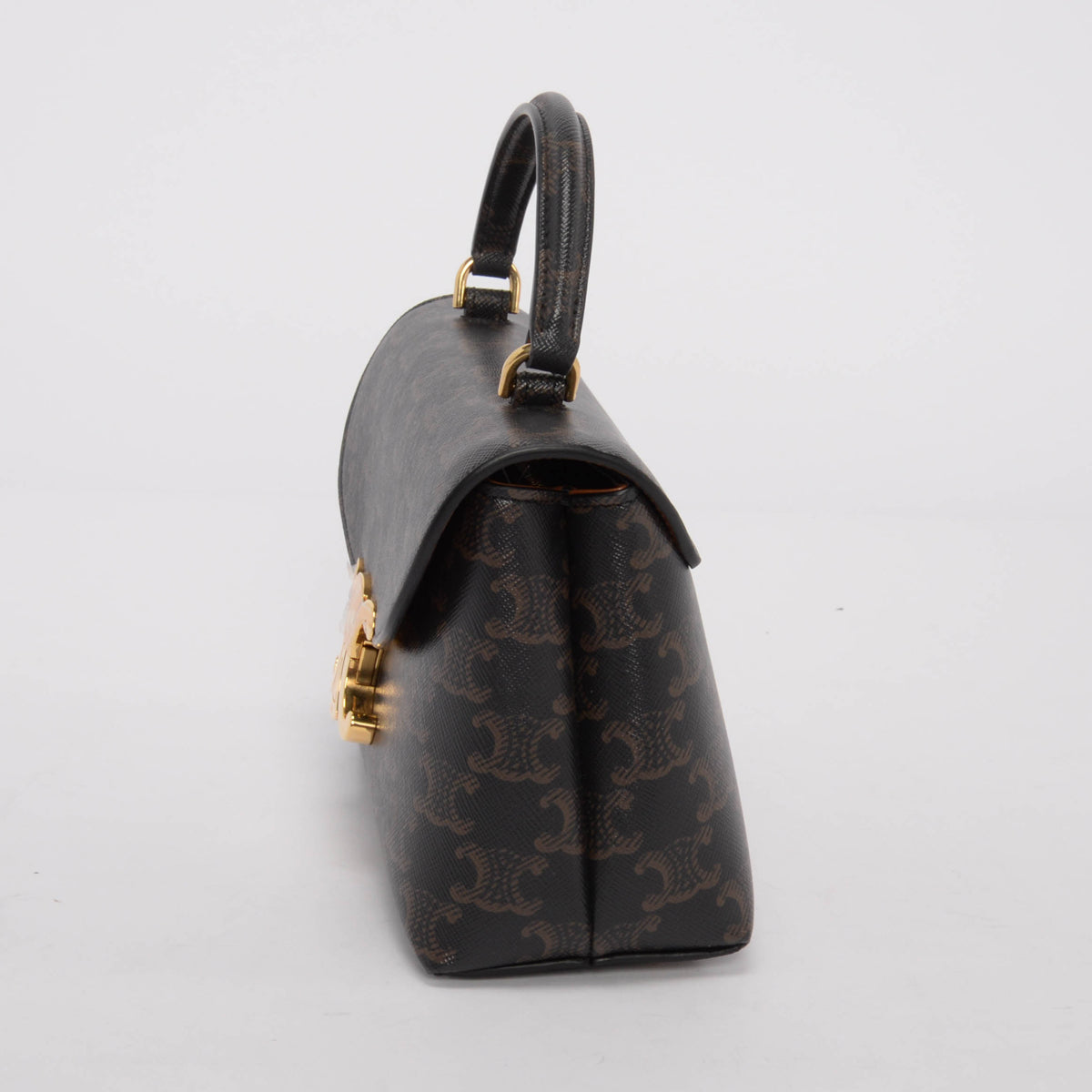 Celine Brown Triomphe Canvas Teen Nino Top Handle Bag