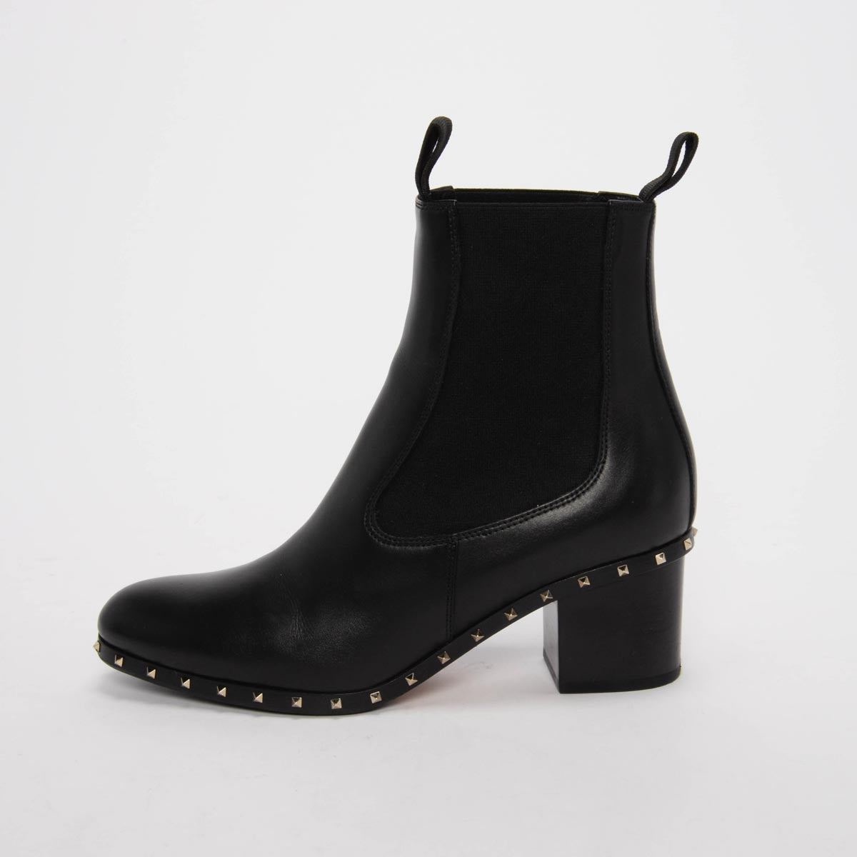 Valentino Black Calfskin Rockstud Beatle Boots 37.5
