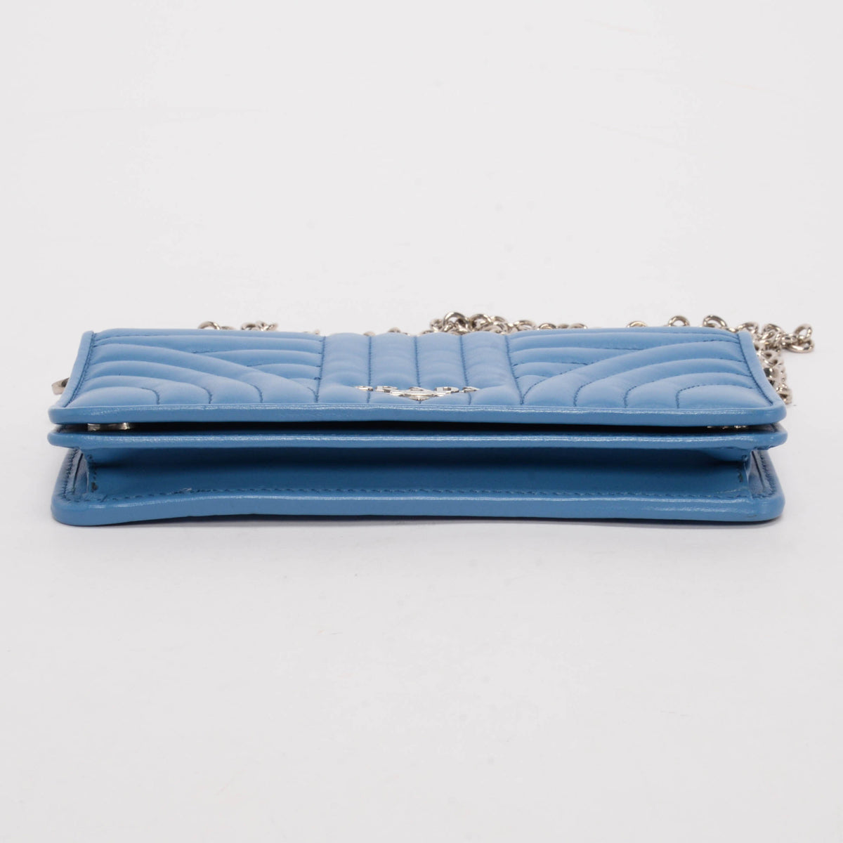 Prada Blue Quilted Calfskin Diagramme Wallet on Chain