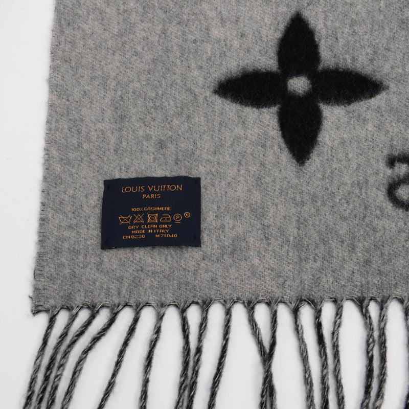 Louis Vuitton Black & Charcoal Cashmere Reykjavik Scarf - Blue Spinach