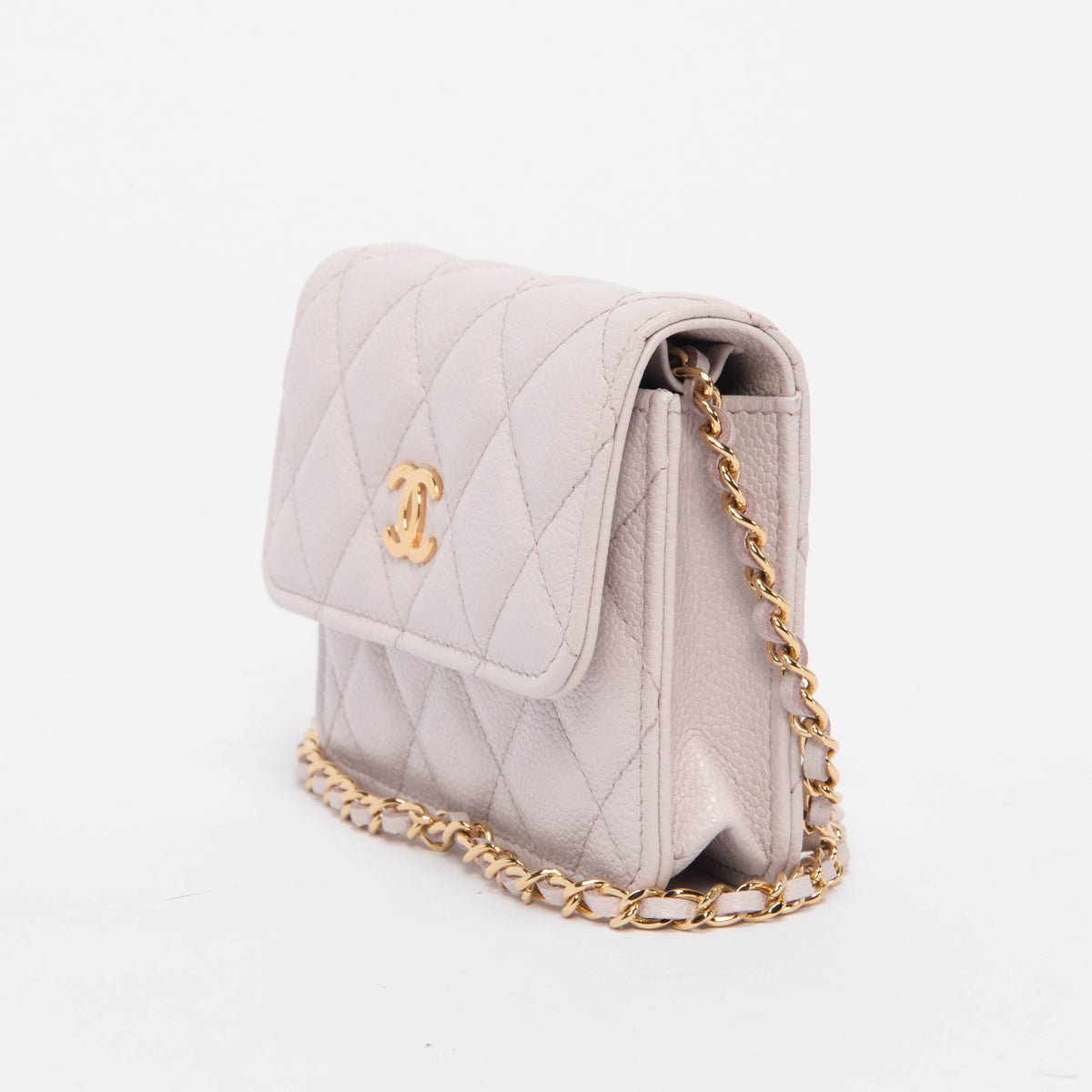 Chanel Light Purple Caviar Miss Coco Clutch With Chain