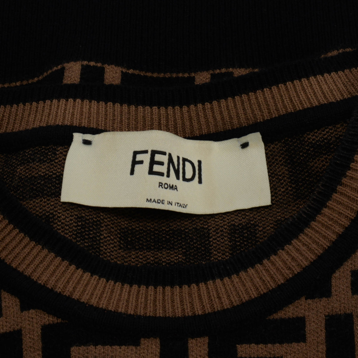 Fendi Tobacco & Black Knit FF Motif Top IT 36