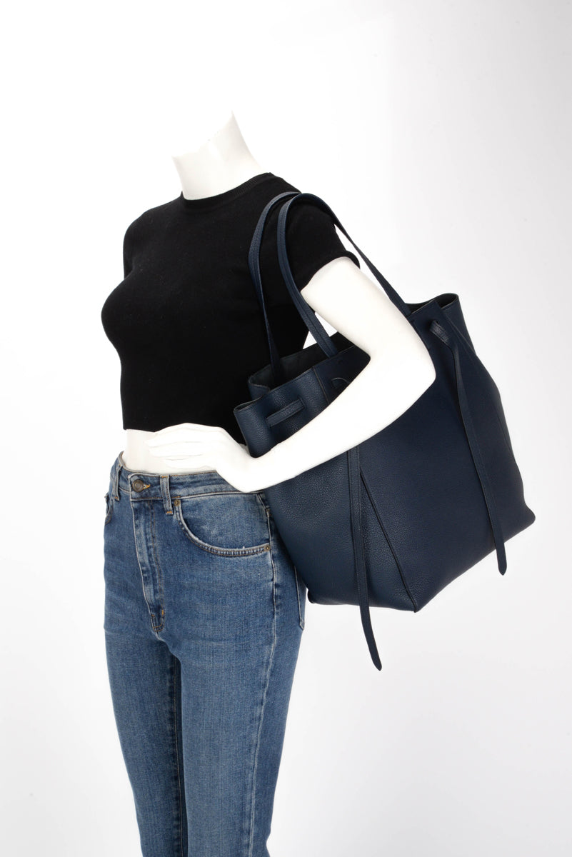Celine Navy Grained Calfskin Medium Phantom Cabas Tote
