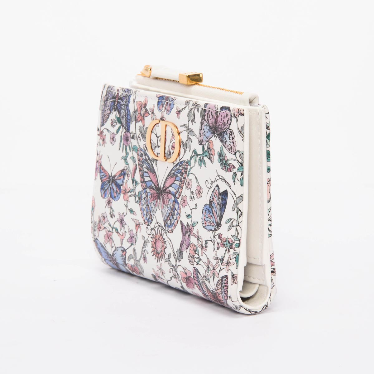 Dior White Butterfly Print Caro Dahlia Wallet