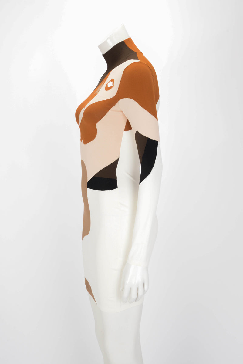 Fendi Intarsia Knit Mermaid Turtleneck Dress IT 40