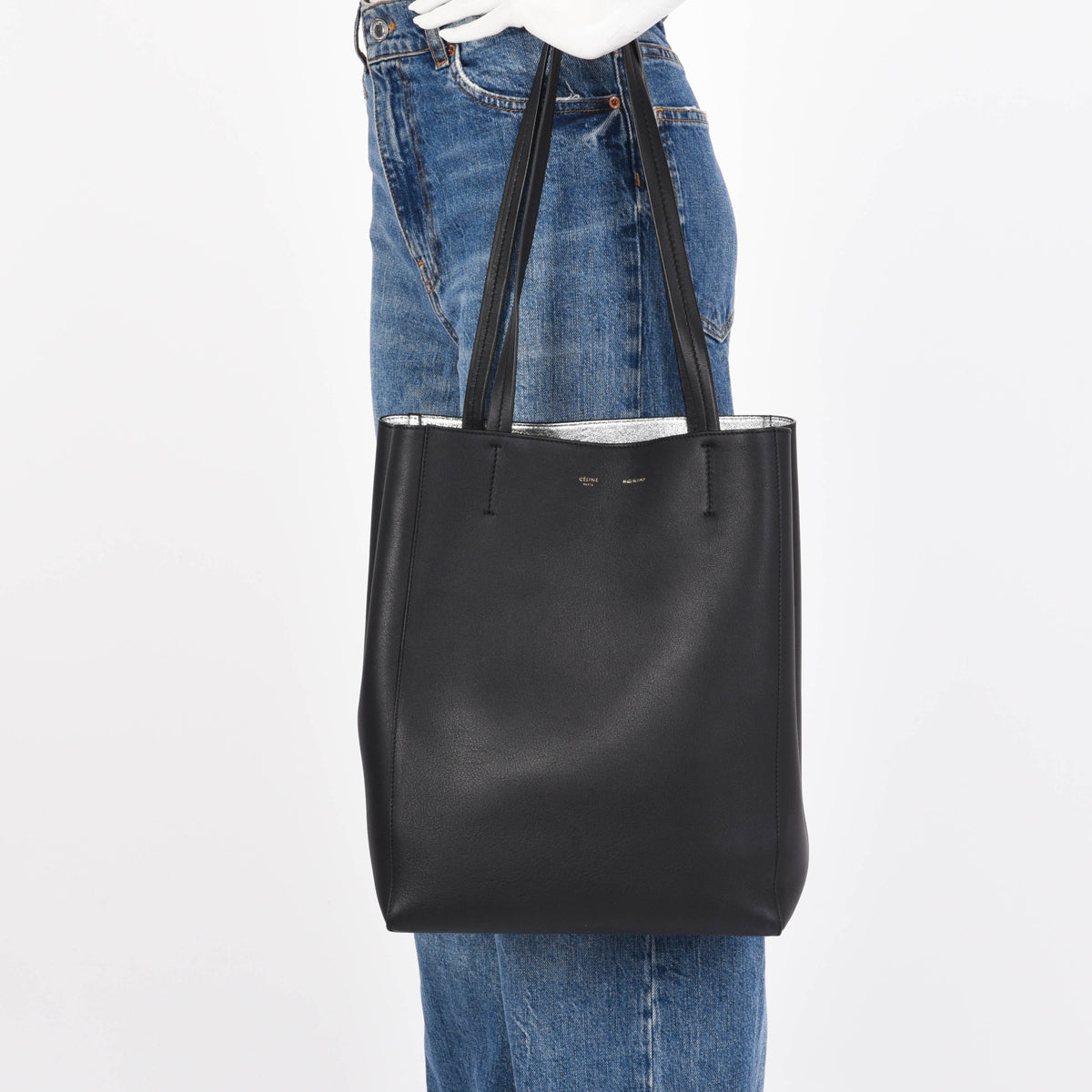 Celine Black Smooth Calf Vertical Cabas Tote