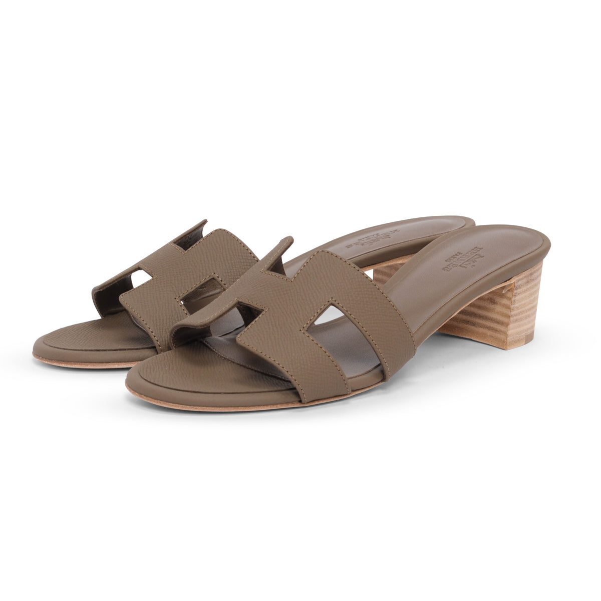 Hermes Etoupe Epsom Oasis Sandals 38