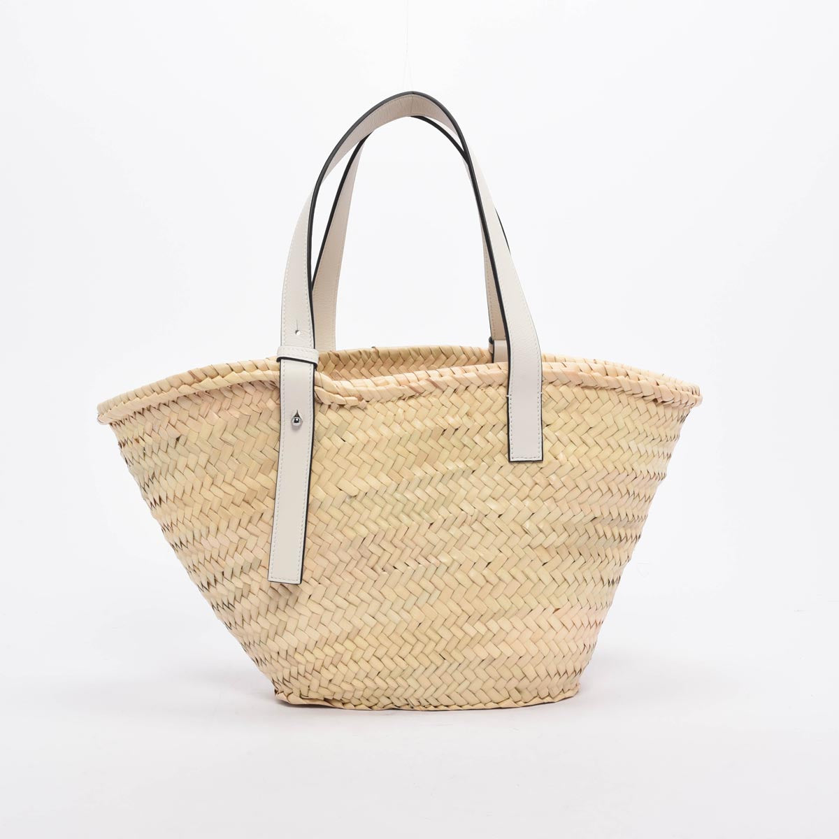 Loewe White Raffia Medium Basket Tote