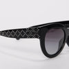 Chanel Black Diamonte Quilted Arm Sunglasses - Blue Spinach