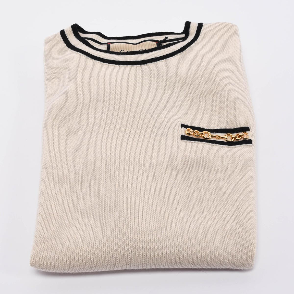 Gucci Ivory Wool Contrast Trim Horsebit Mini Dress M