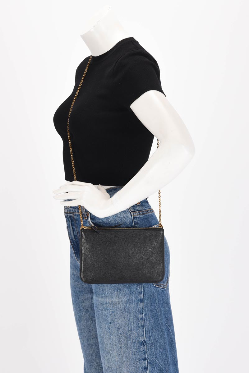 Louis Vuitton Black Monogram Empreinte Double Zip Pochette