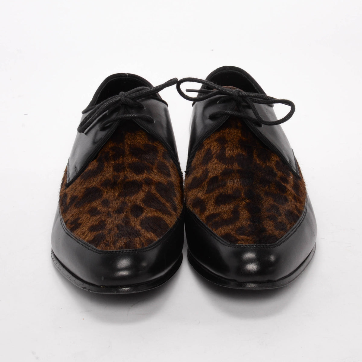 Saint Laurent Black Pony Hair Lace Up Oxfords 37