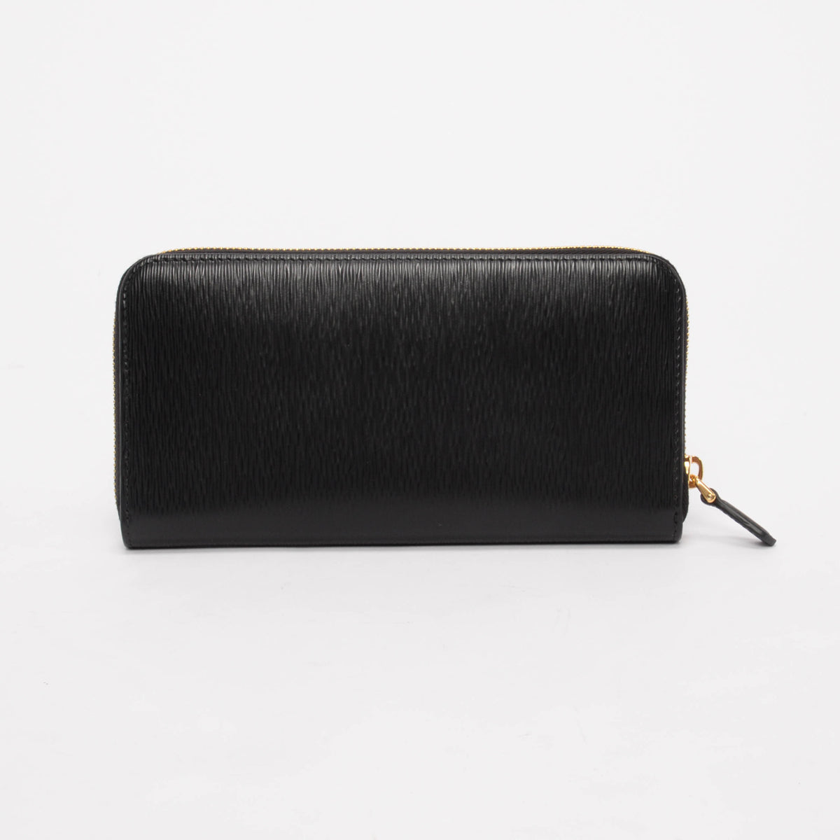 Prada Black Vitello Move Large Zip Wallet