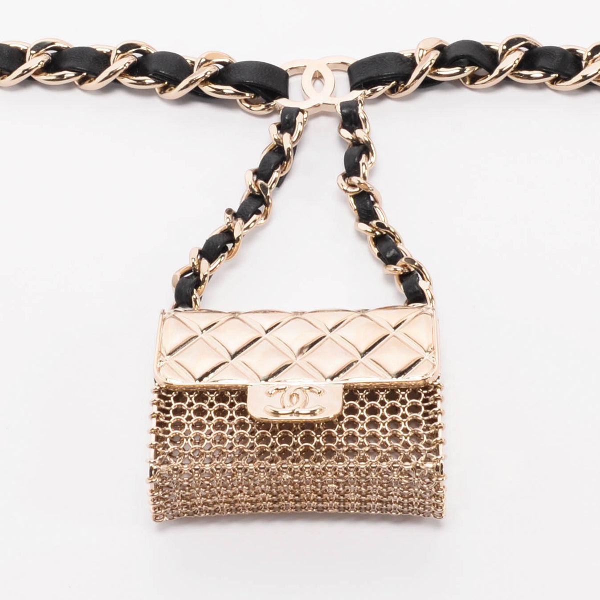 Chanel Gold Leather & Metal Micro Handbag Belt