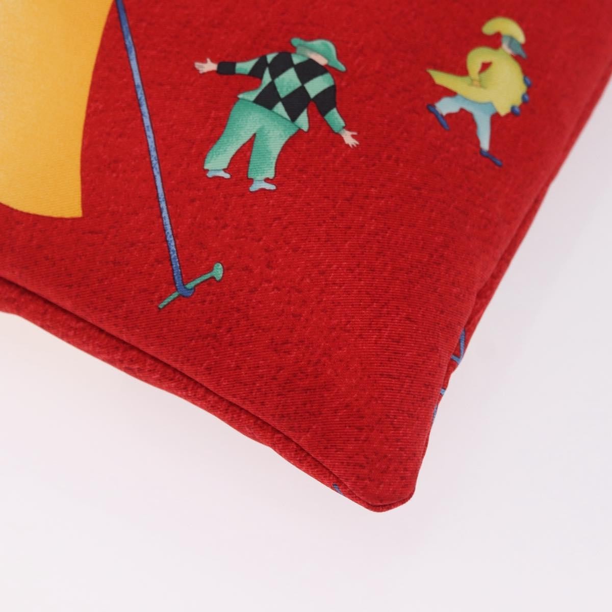 Bulgari Red Silk Pierrot Circus Print Small Tote Bag